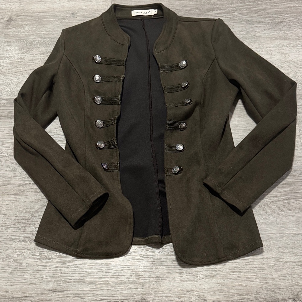 & Other Stories Olive Green Blazer with Silver Buttons